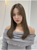 ストレート 艶髪 オリーブカラー