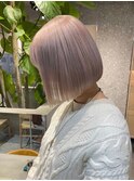 ショートボブミルクティーベージュカラーダブルカラーハイトーン