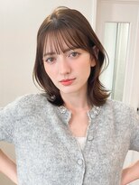 くびれヘアアプリコットオレンジ夏ヘアハイライトカラー韓国ヘア