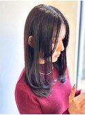 大人可愛い小顔内巻き/ダークラベンダーブラウン