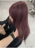岡山美容室暖色カラーバーガンディピンクベージュチェリー