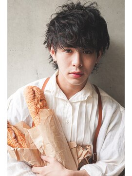 カライング(ing) スーツ短髪ツーブロック束感モテる黒髪シークレットパーマ流行