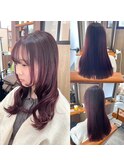 ワインレッド×姫カット
