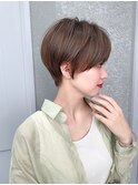 小顔似合わせ大人ショート黒髪ネビージュワンレンボブ小顔前髪