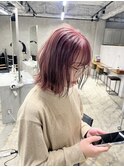 20代　ピンクカラー　ピンクラベンダー　ピンクベージュ　ボブ