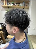ゆるめシャドーパーマ×2ブロ刈り上げマッシュ