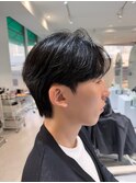 韓国ヘア 毛流れセンターパートマッシュ×ダウンパーマ