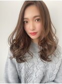 小顔パーマ×ナチュラルミディ×アッシュブラウン