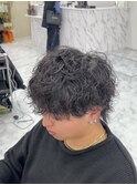 アイロン風パーマ×波巻きパーマ×メンズウルフ【広島】
