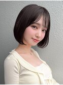 韓国風レイヤー/外ハネくびれ/ミディアムレイヤー/ぱっつん前髪