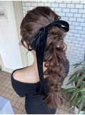 編みポニー　編み下ろし　ヘアセット　お呼ばれヘア