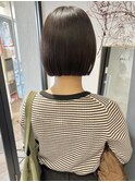 村上/春におすすめダークブラウン切りっぱなしボブ透明感カラー