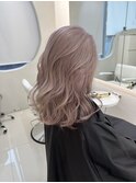 くびレイヤーエモージュ黒髪グレーベージュレイヤーロング