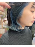 アクセントブルー　インナーカラーイヤリングカラー　大和西大寺