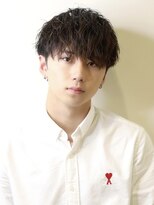 メンズカット リア(Men’s cut riah) ツイストスパイラルパーマツーブロック刈り上げメンズマッシュ