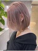 渋谷ブリーチカラータッセルボブ顔周りレイヤー切りっぱなしボブ