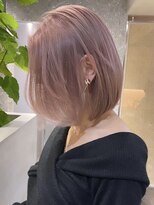 渋谷ブリーチカラータッセルボブ顔周りレイヤー切りっぱなしボブ
