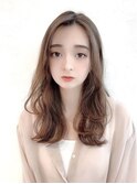 ロングレイヤーグレージュカラーブリーチなしラベンダーピンク