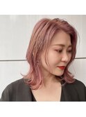 ベイビーピンク ボブレイヤー くすみカラー ピンクカラー