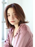 センターパート　ロブヘアスタイル