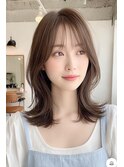 ミディアムレイヤー顔周りレイヤーハッシュカット韓国へア