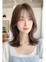 ケシキ 表参道 原宿(kesiki.)&nbsp;ミディアムレイヤー顔周りレイヤーハッシュカット韓国へア