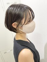 アッシュ 下北沢店(Ash) 黒髪丸みショートボブ＋イヤリングベージュ