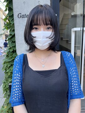 アクアオモテサンドウ(ACQUA omotesando) △ブリーチなし韓国風ブルーブラックレイヤーカットロブヘア