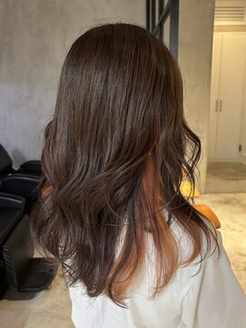 エリマ 調布(elima) インナーカラーオレンジブラウンカラーレイヤースタイル