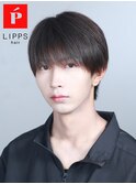 ツーブロックナチュラルラウンドマッシュショートネープ黒髪