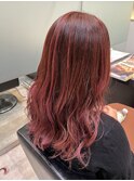 バレイヤージュ風チェリーピンク