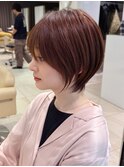 前髪ありひし形丸みくびれ大人ショートボブ20代30代40代50代＊