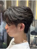 新宿メンズ　センターパート×フェザーパーマ　シャドウパーマ