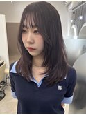 ワンカールレイヤーカット顔まわりカットブラウンカラー 中山