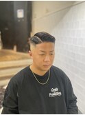 ツーブロックツイストパーマビジネスかき上げフェードS86