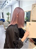 20代30代ソフトウルフ肩ラインダブルカラーピンクカラー