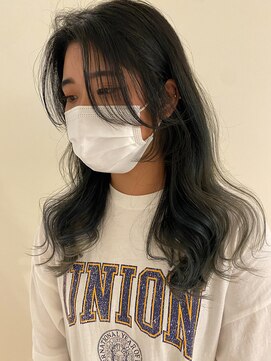 エン(en,) 顔まわりレイヤーカット/アッシュグレージュ/おくれげカット