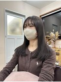 重めロング×柔らかグレージュ