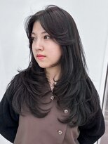 アイティーバイアルバム 藤沢店(IT by ALBUM)&nbsp;オリーブカラー透明感カラーウルフレイヤーロング_ba498541