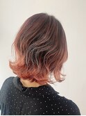 ピンクバレイヤージュ×くびれボブ