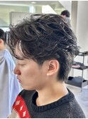 大分ニュアンスパーマセンターパートフェザーパーマ毛流れパーマ
