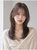 船橋駅韓国風顔周りレイヤーミディアム透明感艶カラー