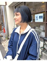 ヒカリス 東三国(HIKARIS) 笑顔溢れるミニボブ/アンブレラカラー/ブルー/インナーカラー