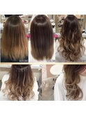 #バレイヤージュ#グレージュ#グラデーションカラー#プルエクステ