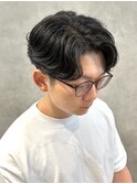 メンズ刈り上げセンターパートニュアンスパーマ