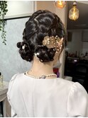 ヘアセット/ツインお団子/ツインアレンジ/結婚式ヘアセット/原宿