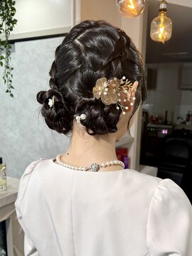 コアブラン 原宿 明治神宮前(CORE blanc) ヘアセット/ツインお団子/ツインアレンジ/結婚式ヘアセット/原宿