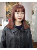 ダークレッド/姫レイヤー/ブリーチ/切りっぱなし/柏美容室