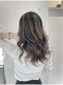 ハイライトカラーくびれヘアアプリコットオレンジ