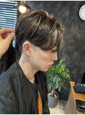 センターパート×ハイライト